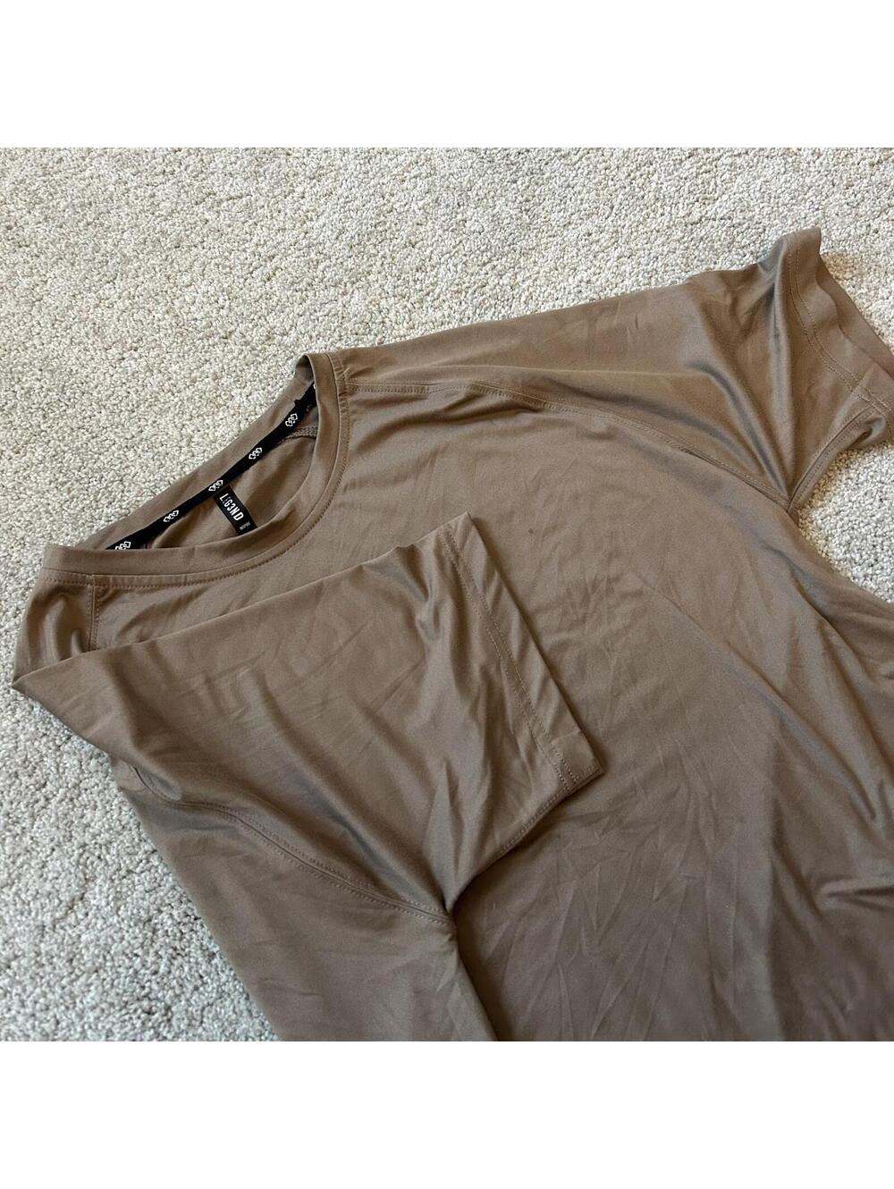 Leg3nd Mens M - Brown Basic Crew Neck T-Shirt